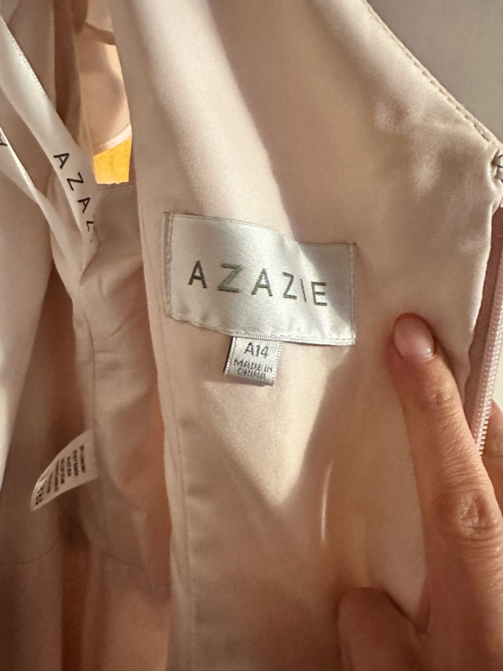 Azazie Light Blush Satin Dress